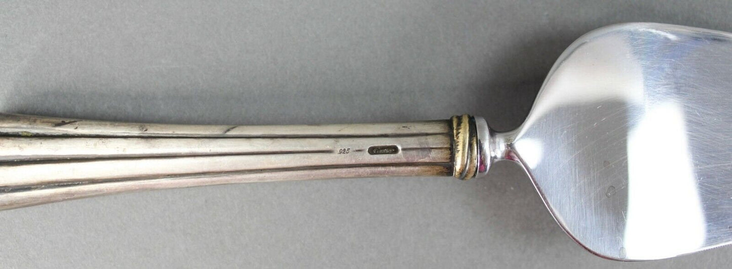 Cartier Des Must .925 Sterling Silver Gold Accent Pie Cake Knife Server