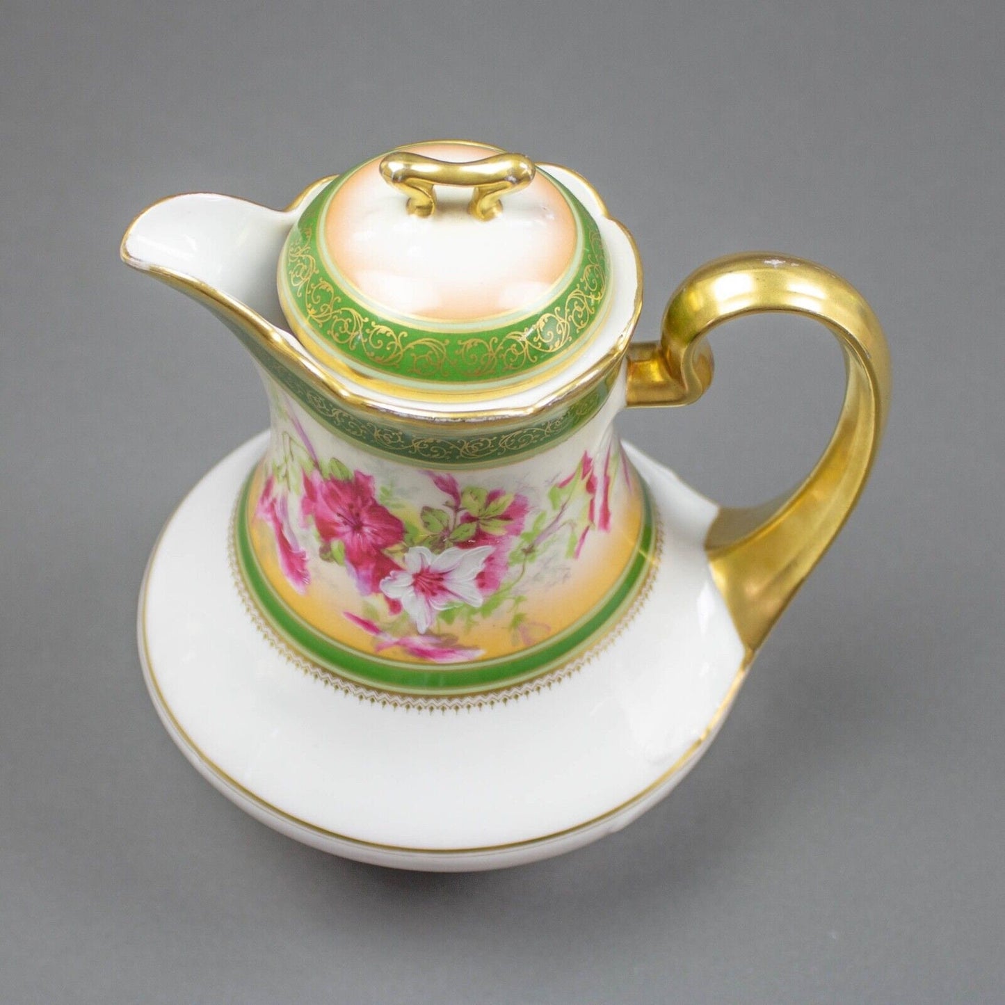 Coronet Limoges France Hand Painted Floral & Gold Chocolate Coffee Tea Pot