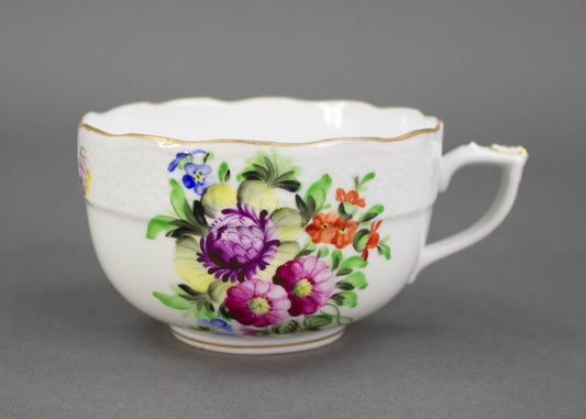 Herend Hungary Hand Painted Floral Tea Cup Gold Trim.