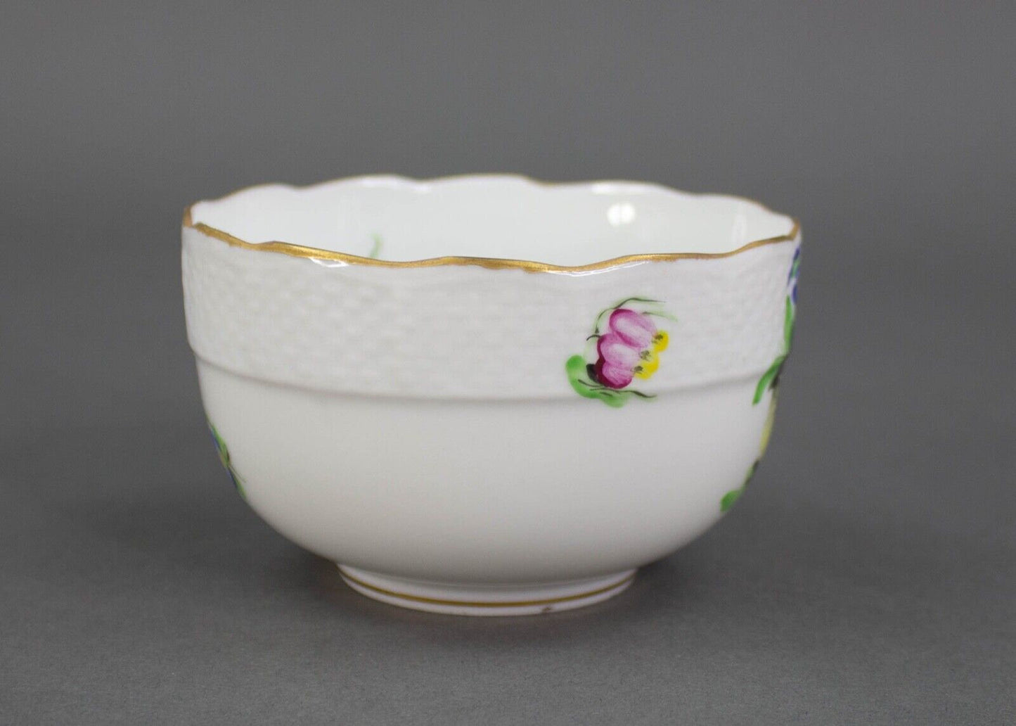 Herend Hungary Hand Painted Floral Tea Cup Gold Trim.
