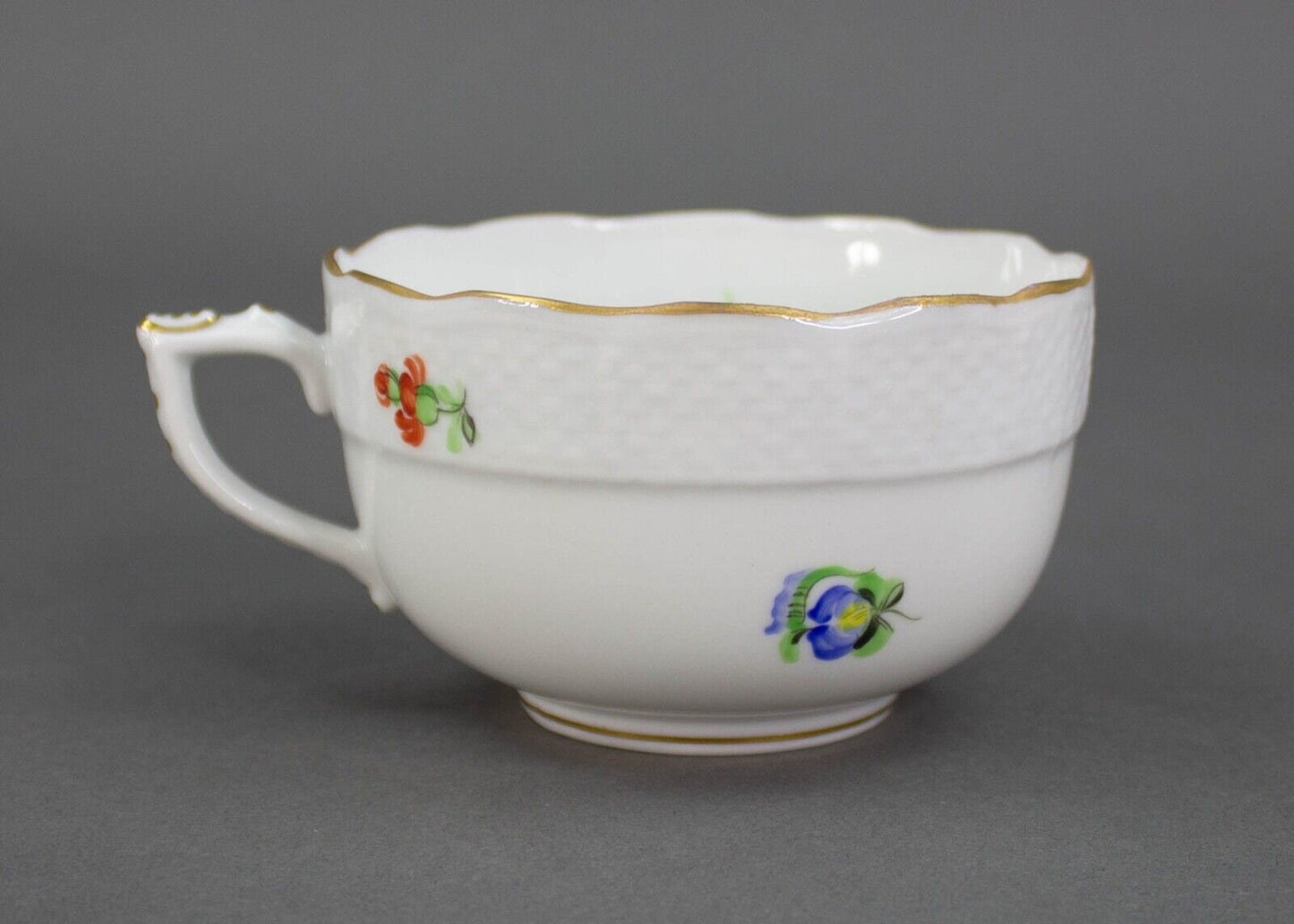 Herend Hungary Hand Painted Floral Tea Cup Gold Trim.