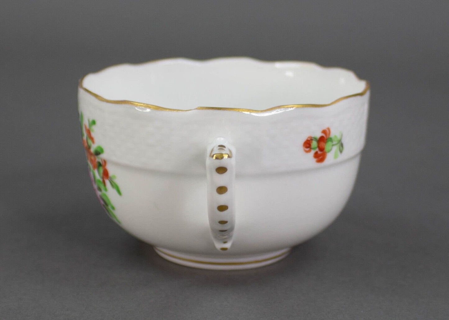 Herend Hungary Hand Painted Floral Tea Cup Gold Trim.
