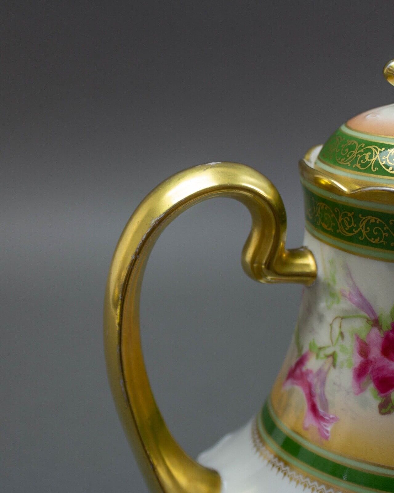Coronet Limoges France Hand Painted Floral & Gold Chocolate Coffee Tea Pot