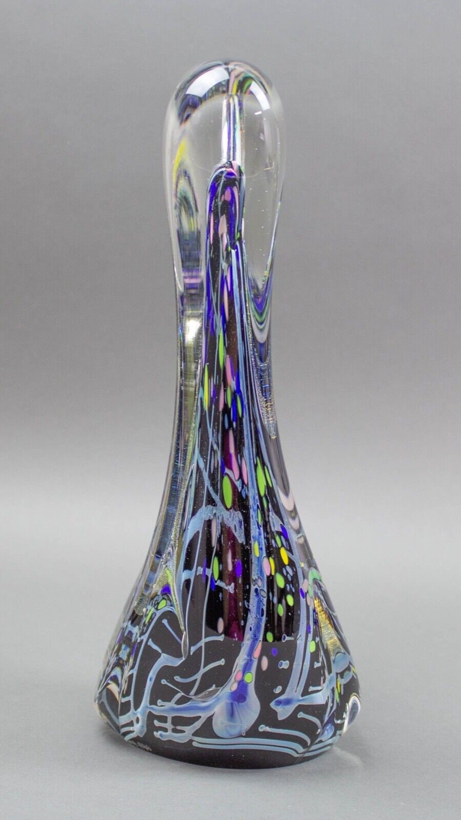 Rollin Karg 1999 Signed Dichroic Multi-Color Blown Art Glass Sculpture Large 15"