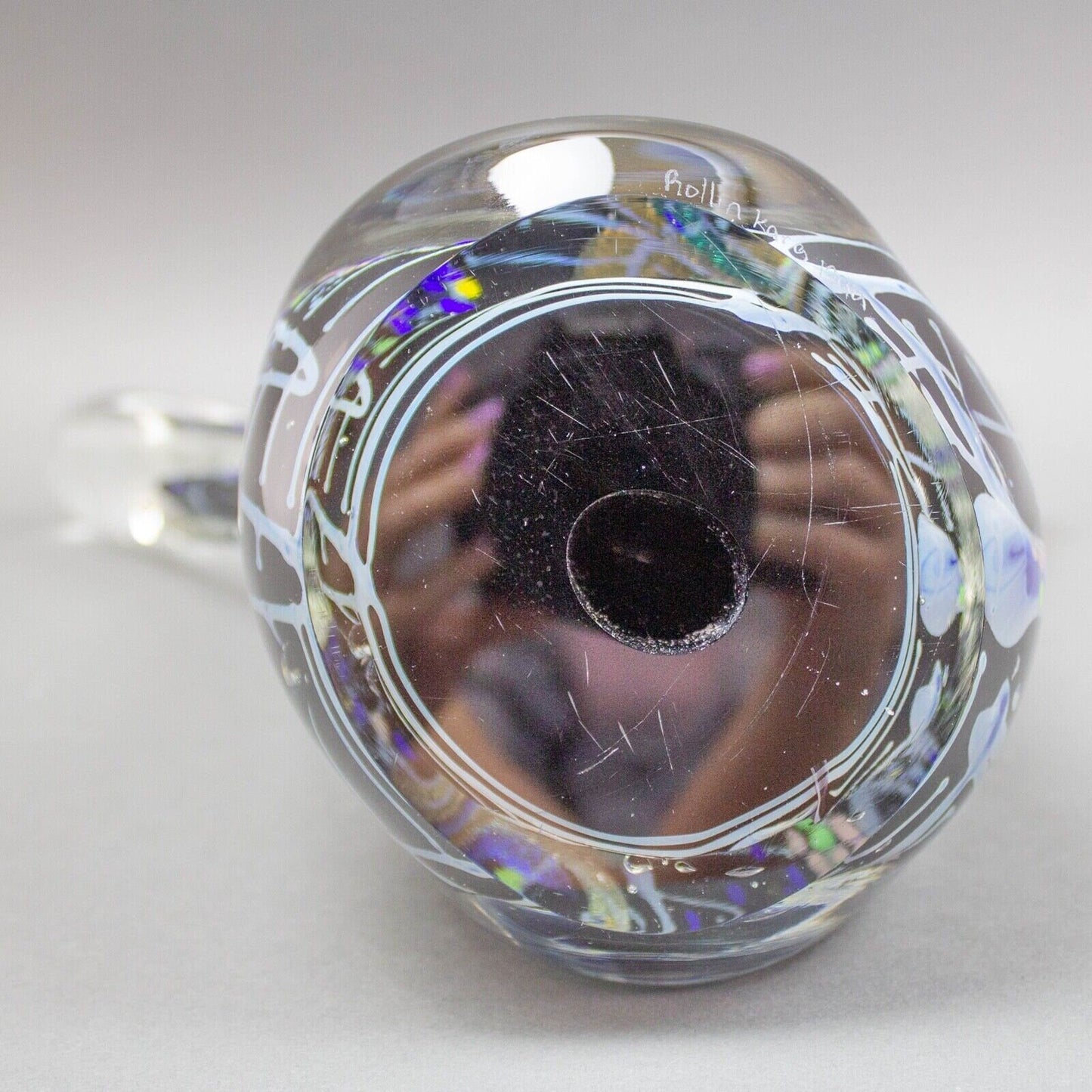 Rollin Karg 1999 Signed Dichroic Multi-Color Blown Art Glass Sculpture Large 15"