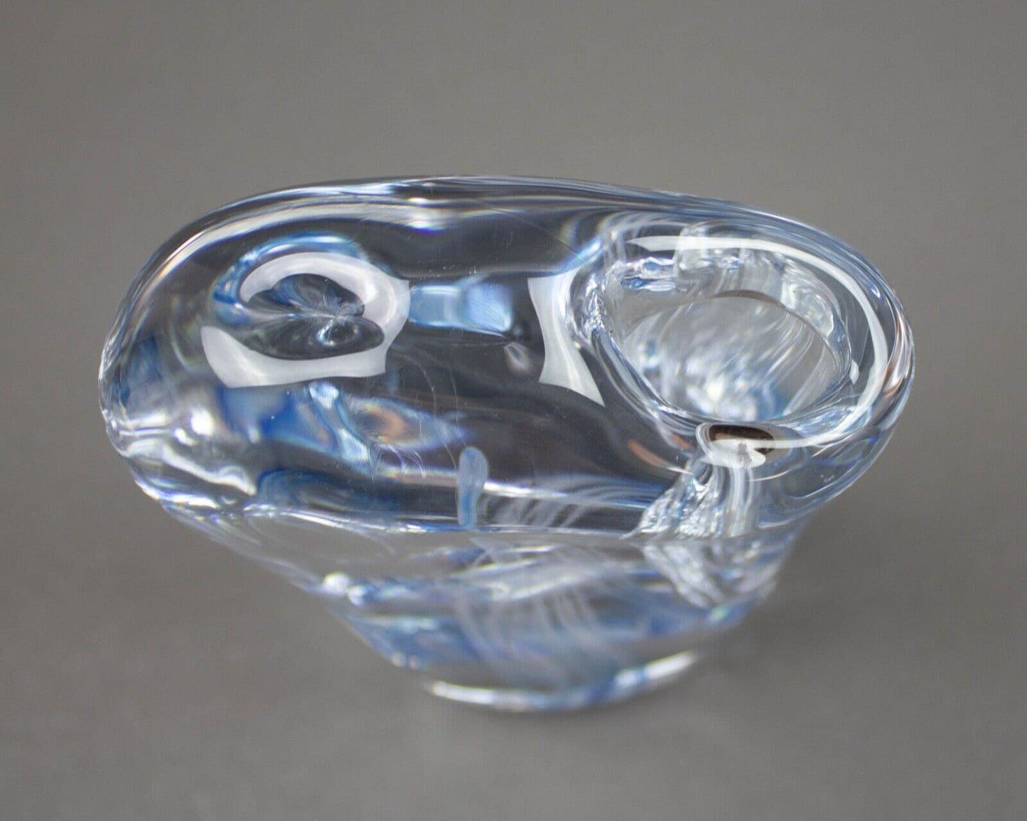Marcolin Sweden M51 Signed Blue & White Sea Anemone Art Crystal Vase 8" Vintage