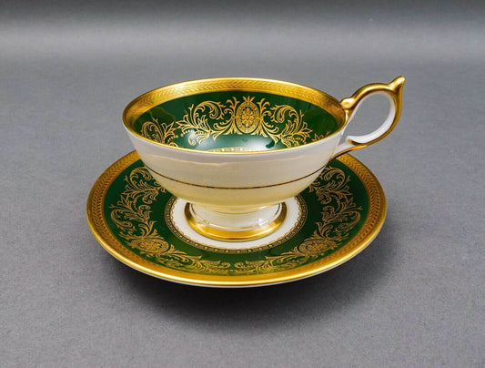 Aynsley England Imperial 193 Laurel Green Gold Cup & Saucer Set