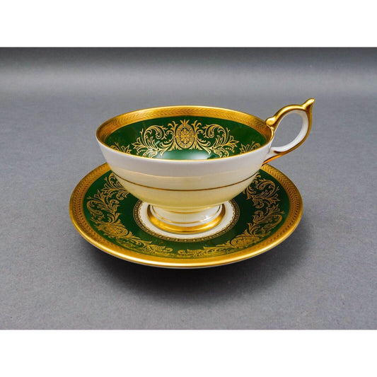 Aynsley England Imperial 193 Laurel Green Gold Cup & Saucer Set