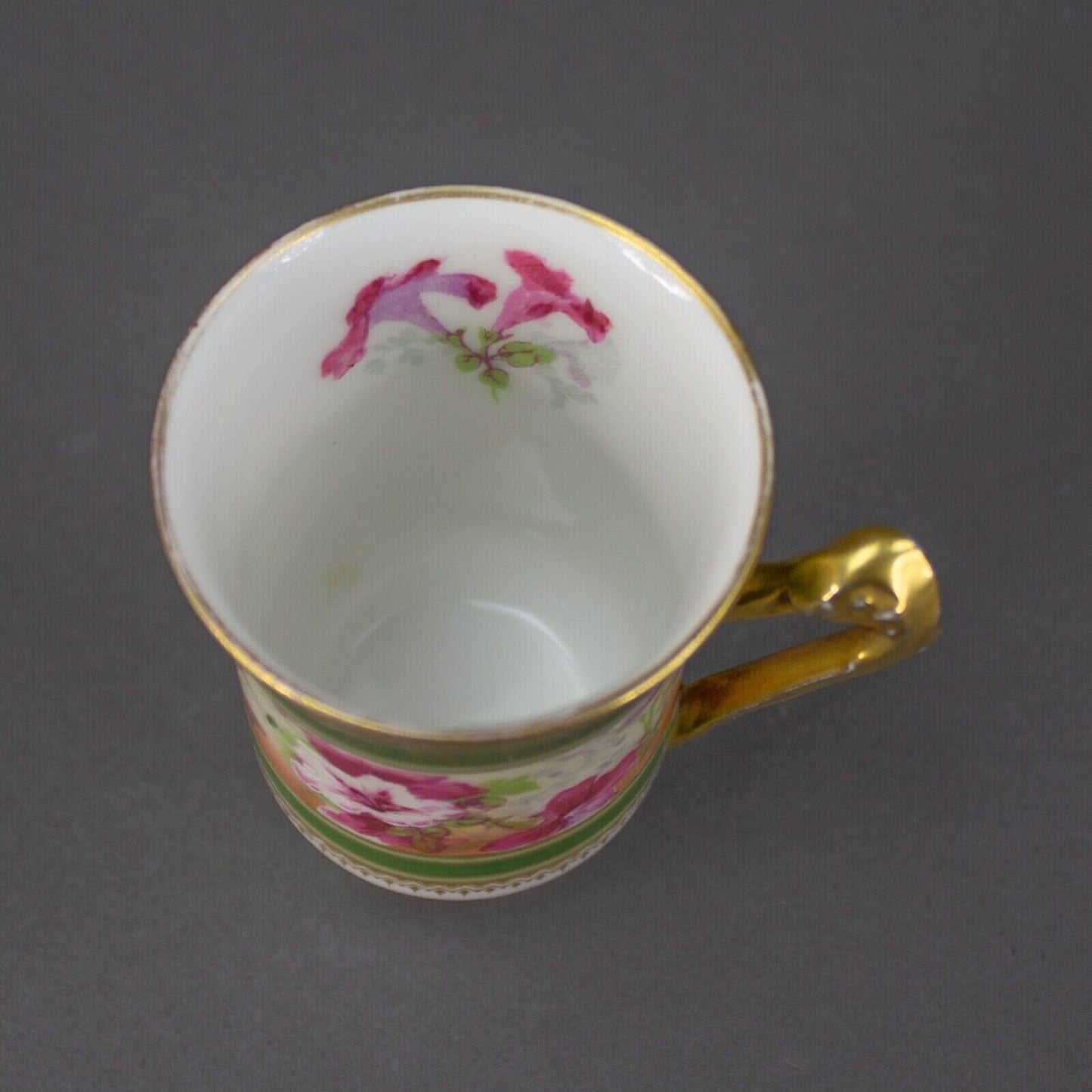 Coronet Limoges France Hand Painted Floral Gold Chocolate Tea Cup & Saucer
