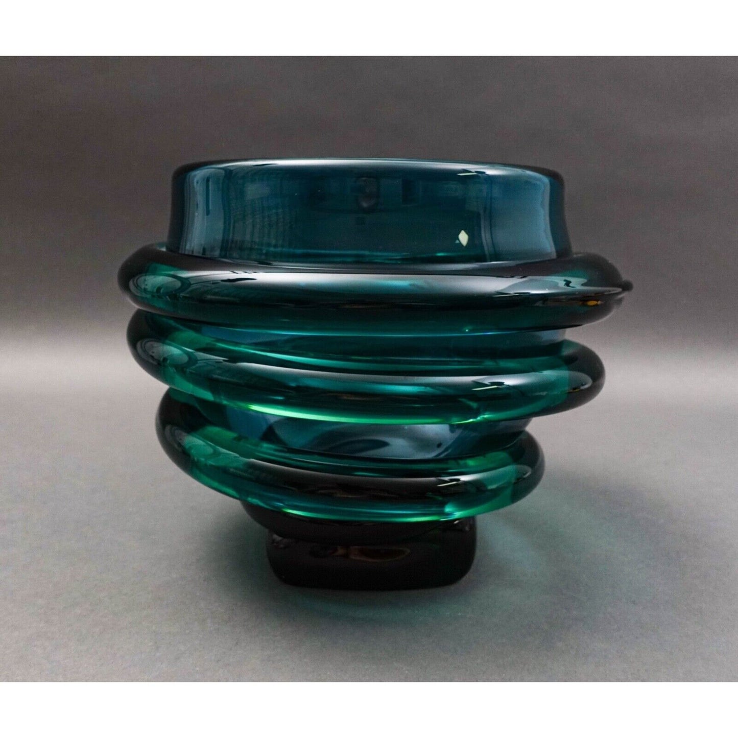 Tommie Rush (American, B. 1954) Signed Green Heavy Art Glass Bowl Sculpture