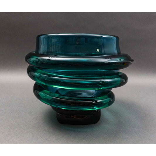 Tommie Rush (American, B. 1954) Signed Green Heavy Art Glass Bowl Sculpture
