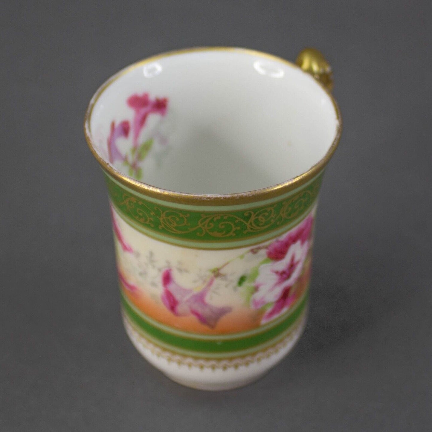 Coronet Limoges France Hand Painted Floral Gold Chocolate Tea Cup & Saucer