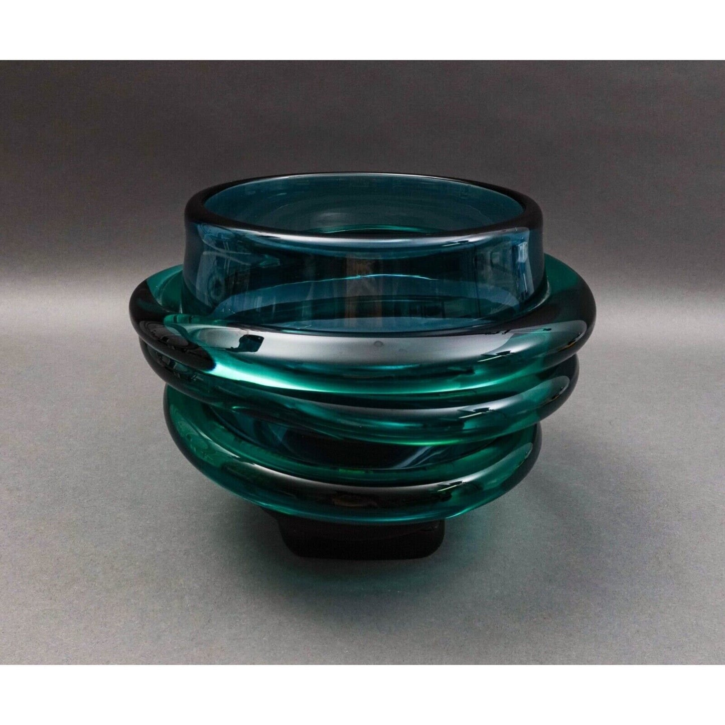 Tommie Rush (American, B. 1954) Signed Green Heavy Art Glass Bowl Sculpture