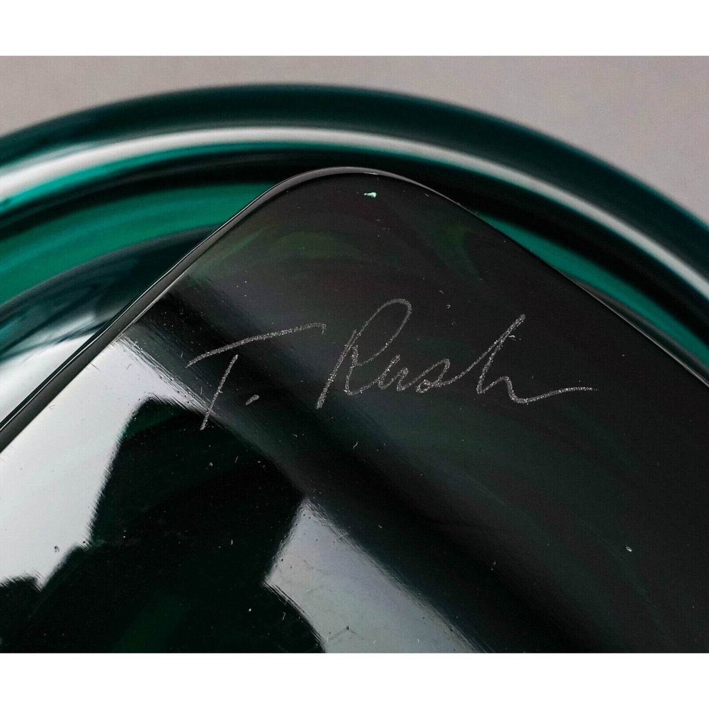 Tommie Rush (American, B. 1954) Signed Green Heavy Art Glass Bowl Sculpture