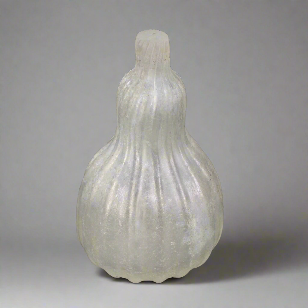 Murano Scavo Pumpkin Butternut Squash Fruit Frosted Art Glass Sculpture Vintage