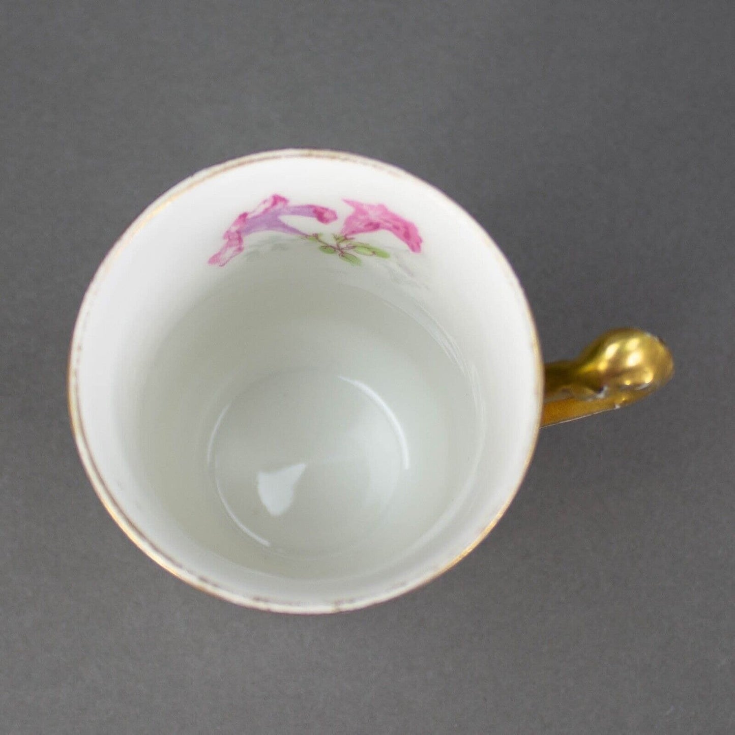 Coronet Limoges France Hand Painted Floral Gold Chocolate Tea Cup & Saucer