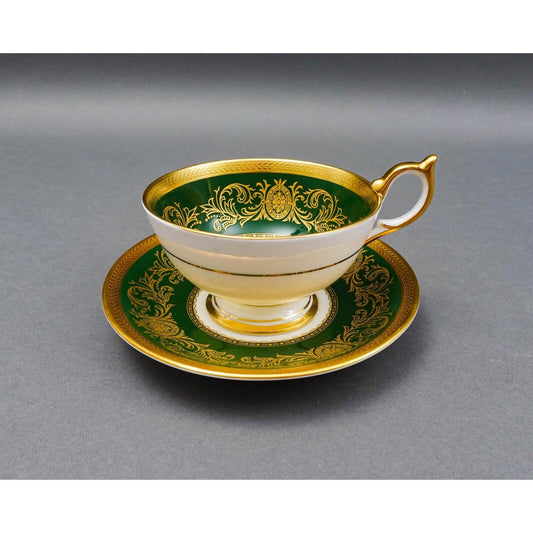 Aynsley England Imperial 193 Laurel Green Gold Cup & Saucer Set