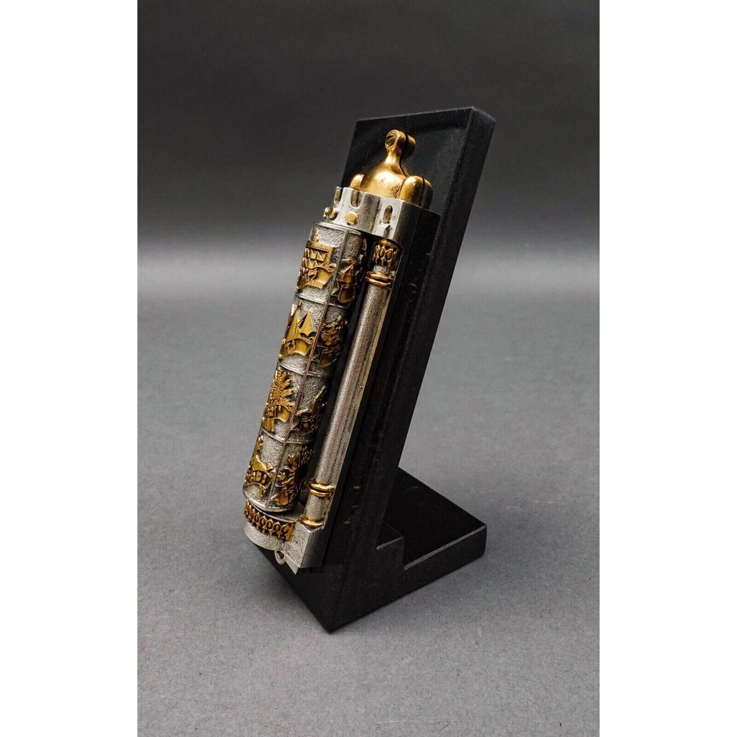 Frank Meisler Judiaca 12 Tribes Rotating Mezuzah Case Sculpture On Marble Stand