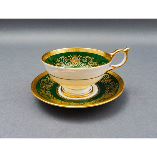 Aynsley England Imperial 193 Laurel Green Gold Cup & Saucer Set