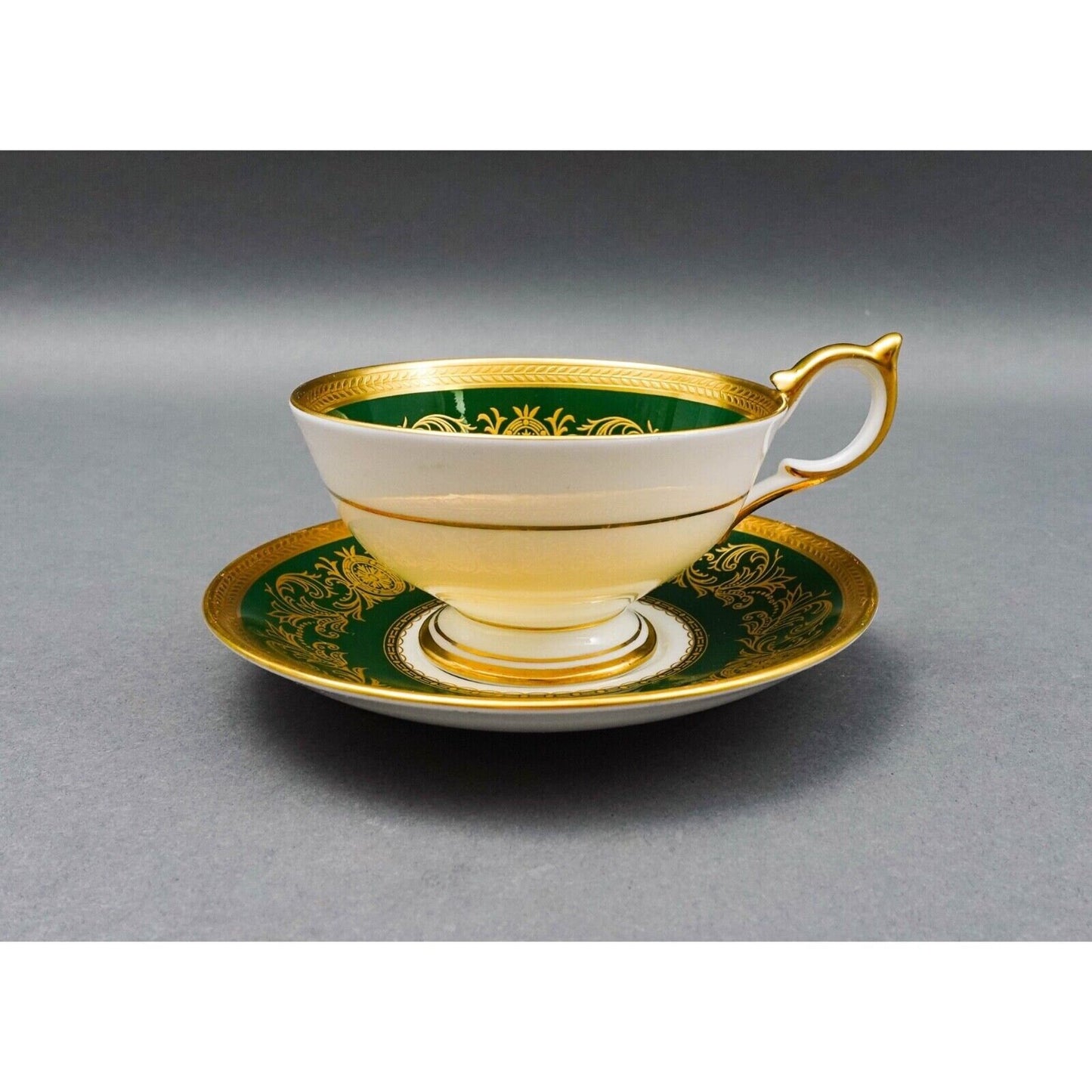 Aynsley England Imperial 193 Laurel Green Gold Cup & Saucer Set