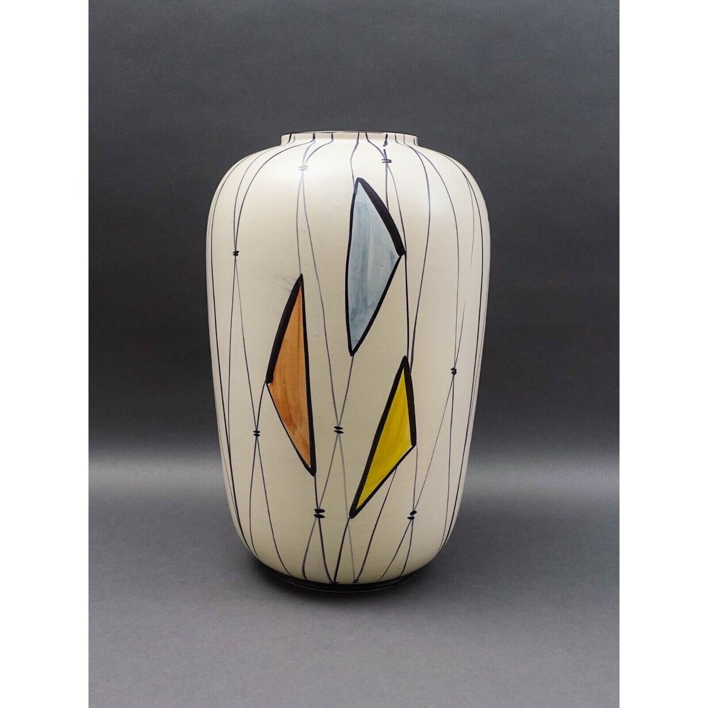 Bodo Mans For Bay Keramik W. Germany MCM Large Geometric Art Pottery Vase 16"