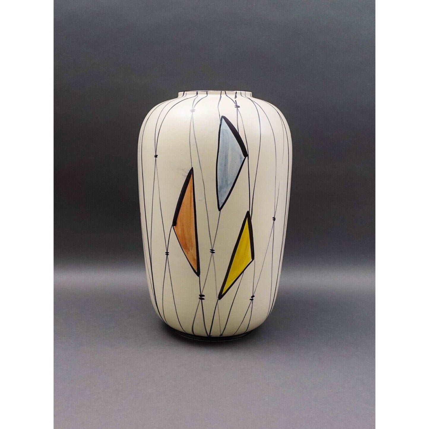 Bodo Mans For Bay Keramik W. Germany MCM Large Geometric Art Pottery Vase 16"