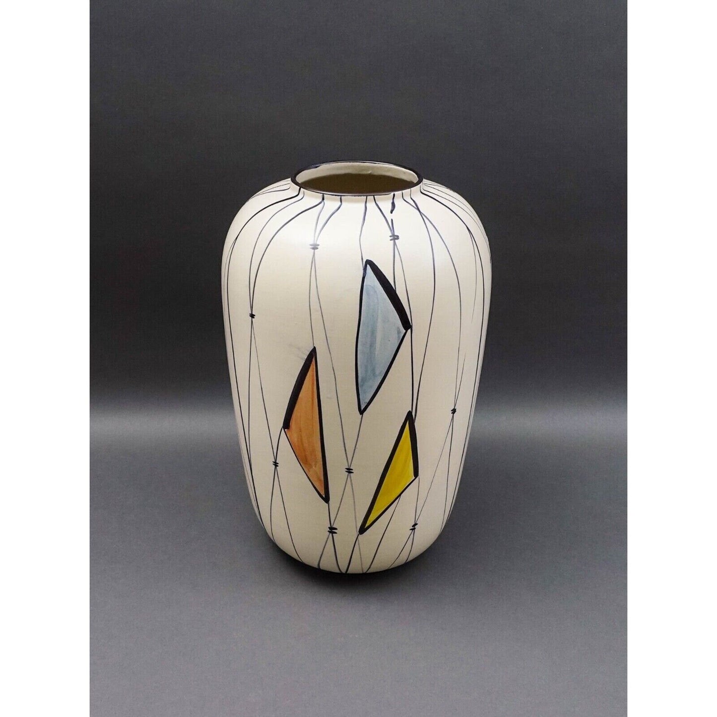 Bodo Mans For Bay Keramik W. Germany MCM Large Geometric Art Pottery Vase 16"