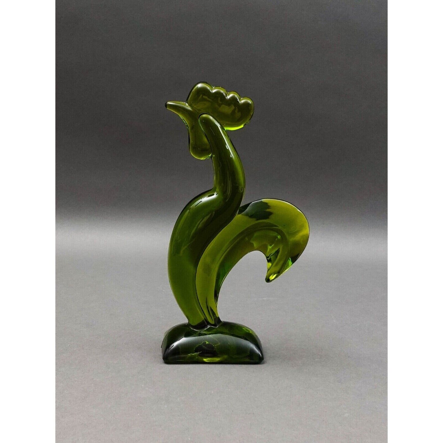 Viking Glass Epic Line Avocado Green Kellogg Rooster Sculpture 9 1/2"