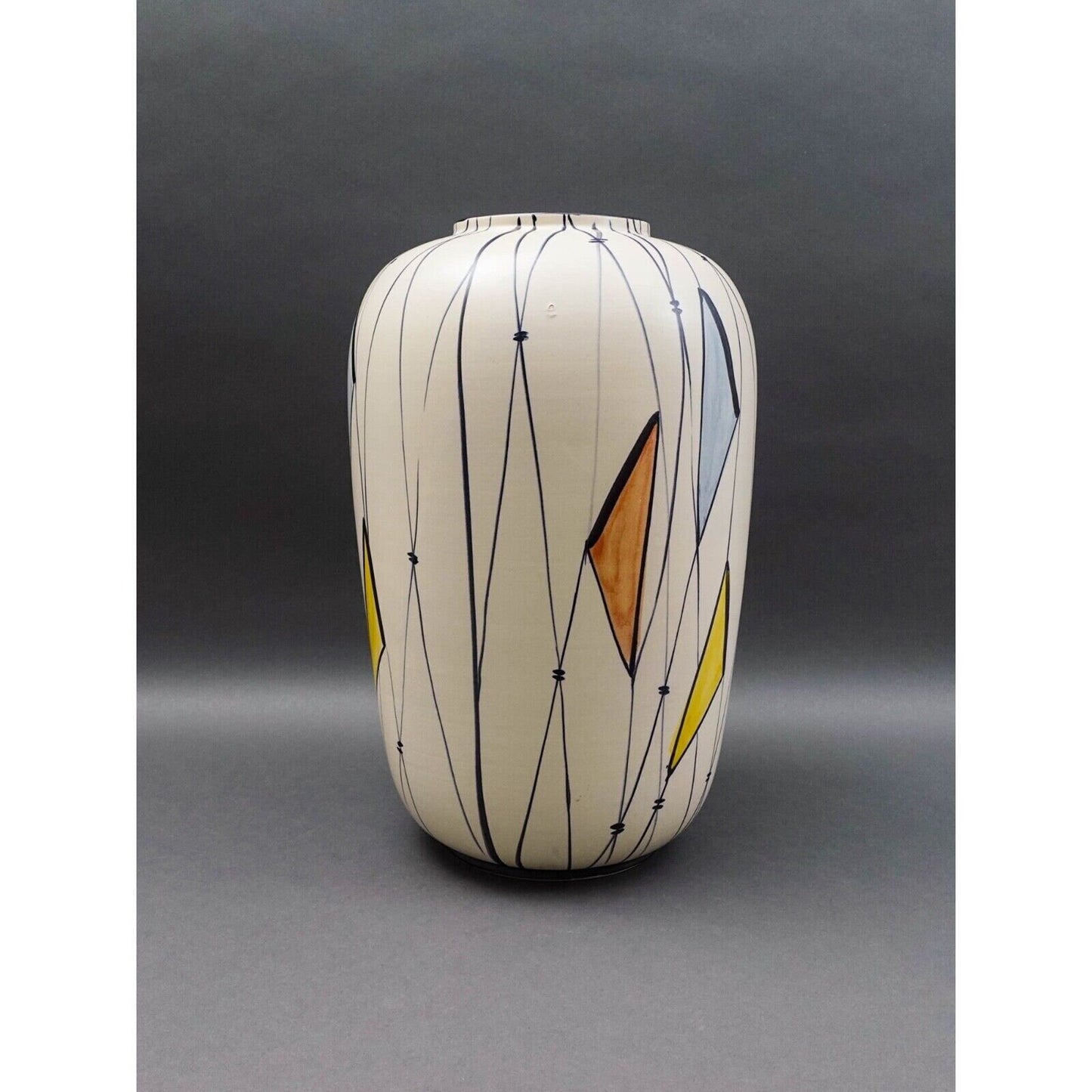 Bodo Mans For Bay Keramik W. Germany MCM Large Geometric Art Pottery Vase 16"