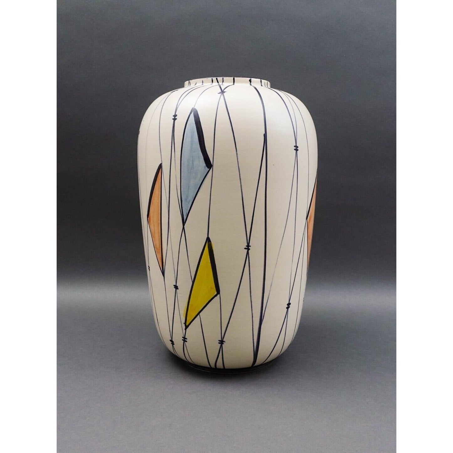 Bodo Mans For Bay Keramik W. Germany MCM Large Geometric Art Pottery Vase 16"