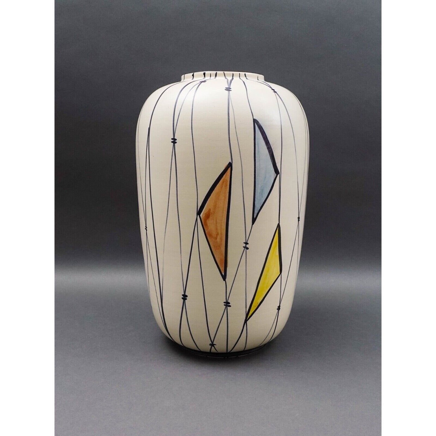 Bodo Mans For Bay Keramik W. Germany MCM Large Geometric Art Pottery Vase 16"