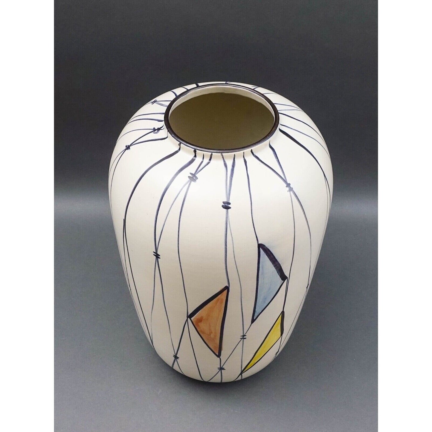 Bodo Mans For Bay Keramik W. Germany MCM Large Geometric Art Pottery Vase 16"