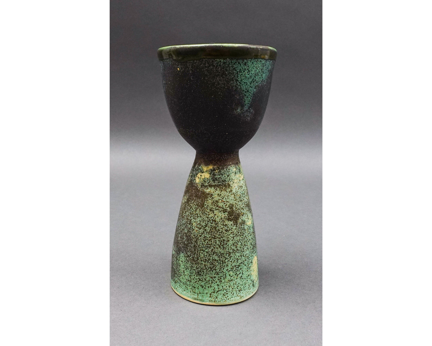 Pirjo Nylander Finland Signed Green Figural King Studio Pottery Chalice Goblet