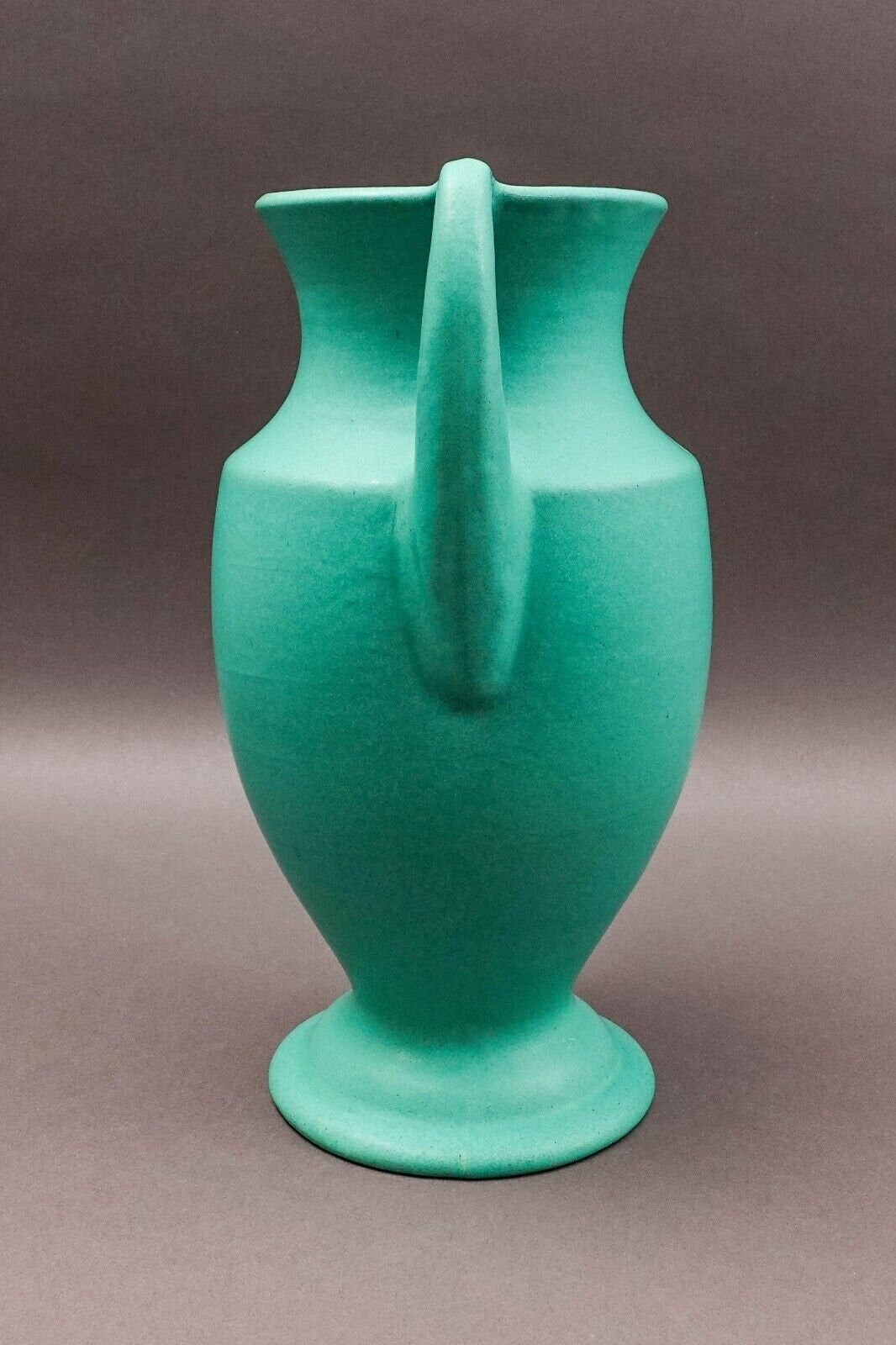 Phaltzgraff York, PA 146 Vintage Arts & Crafts Green Pottery Handled Vase 12.5"