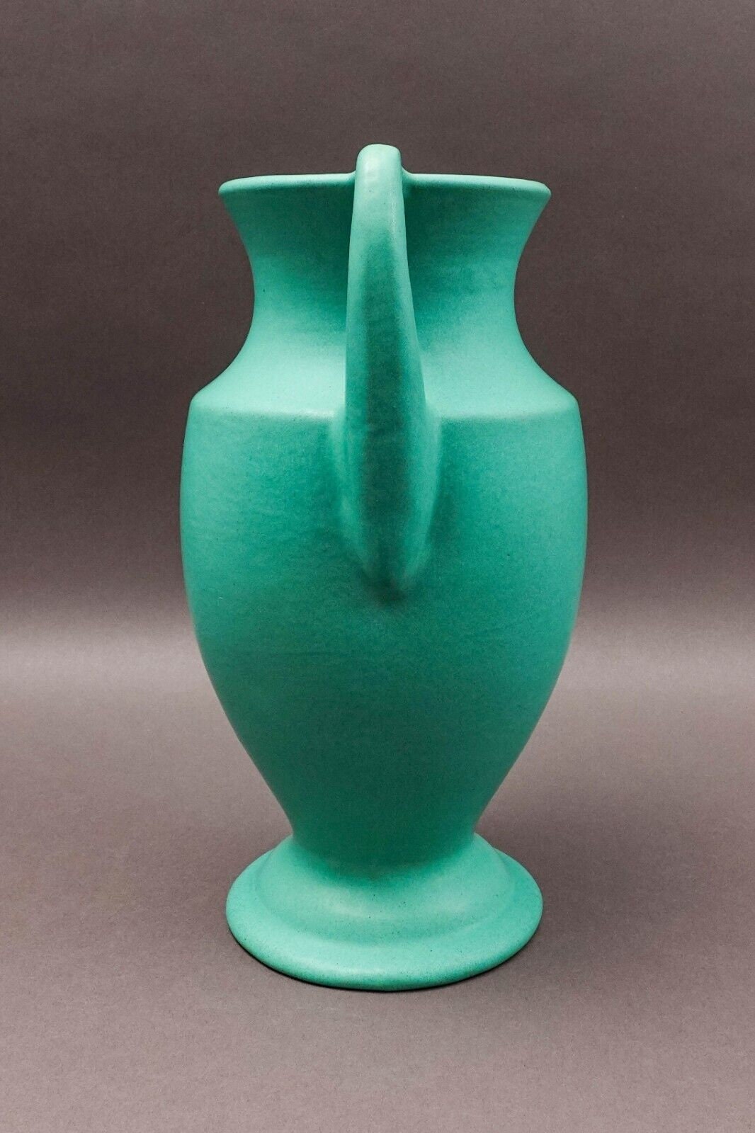 Phaltzgraff York, PA 146 Vintage Arts & Crafts Green Pottery Handled Vase 12.5"