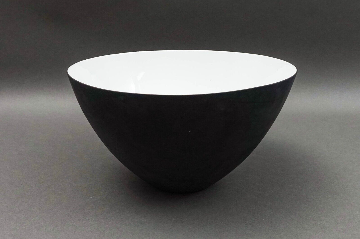 Krenit Denmark Herbert Krenchel Matte Black White Enamel Salad Serving Bowl