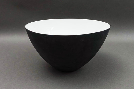 Krenit Denmark Herbert Krenchel Matte Black White Enamel Salad Serving Bowl