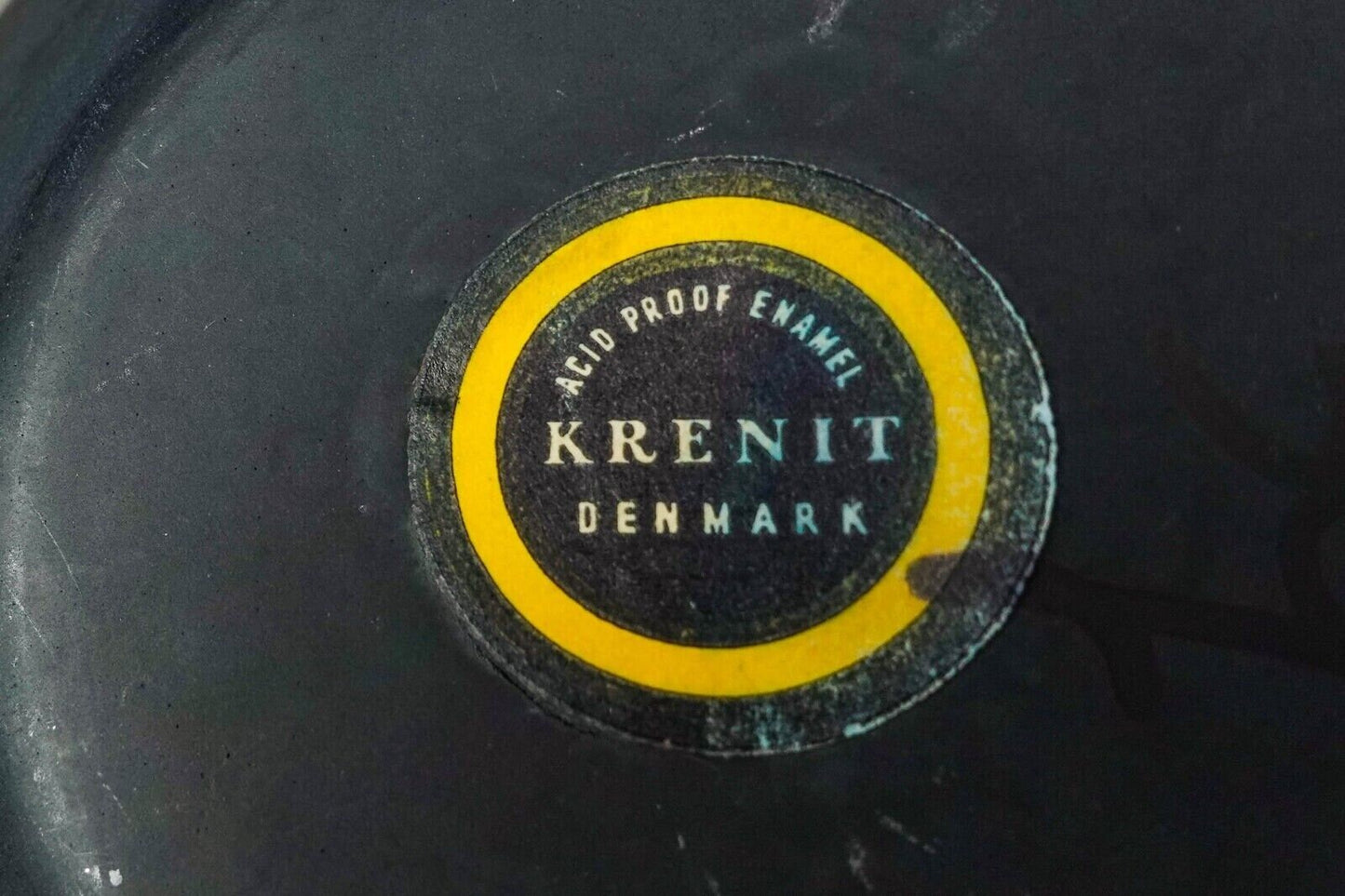 Krenit Denmark Herbert Krenchel Matte Black White Enamel Salad Serving Bowl