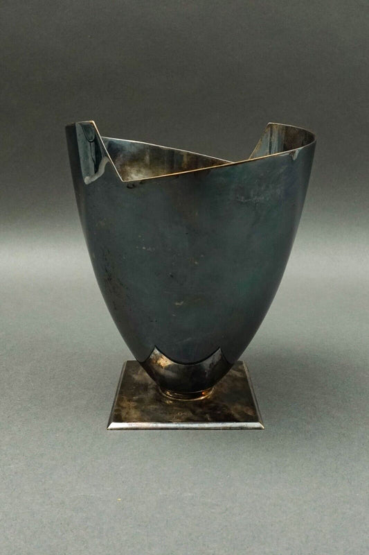Elsa Rady For Swid Powell Vintage Post Modern Silver Plate Sculptural Wing Vase