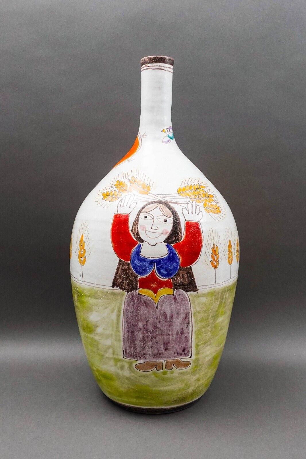 Giovanni Desimone Italy Signed Large Vintage Hand Painted Art Pottery Vase 22.5"