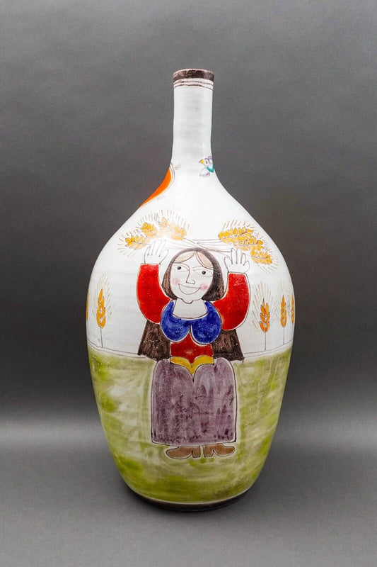 Giovanni Desimone Italy Signed Large Vintage Hand Painted Art Pottery Vase 22.5"