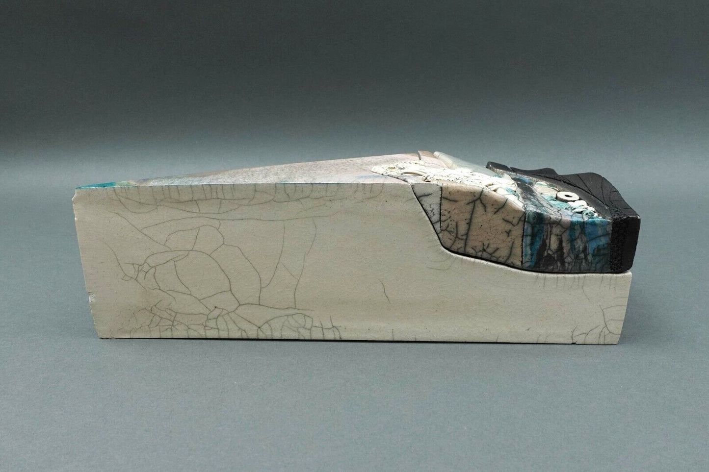 Bill Herb 1998 Signed Raku Abstract Studio Art Pottery Lidded Trinket Box (Read)