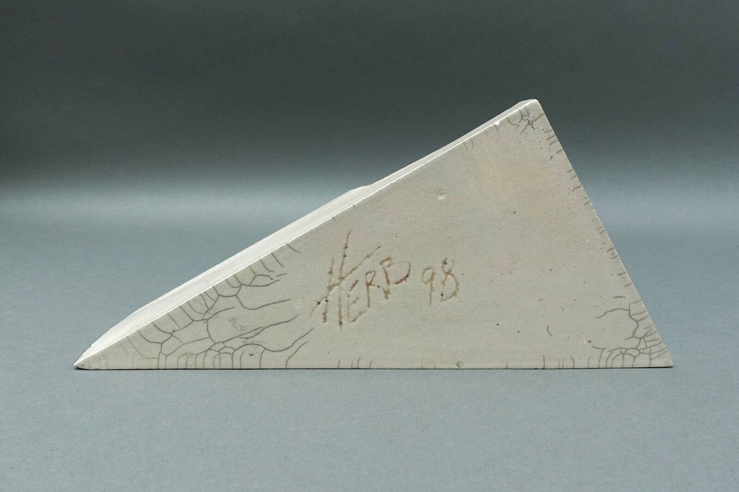 Bill Herb 1998 Signed Raku Abstract Studio Art Pottery Lidded Trinket Box (Read)
