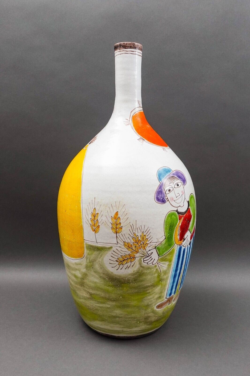 Giovanni Desimone Italy Signed Large Vintage Hand Painted Art Pottery Vase 22.5"