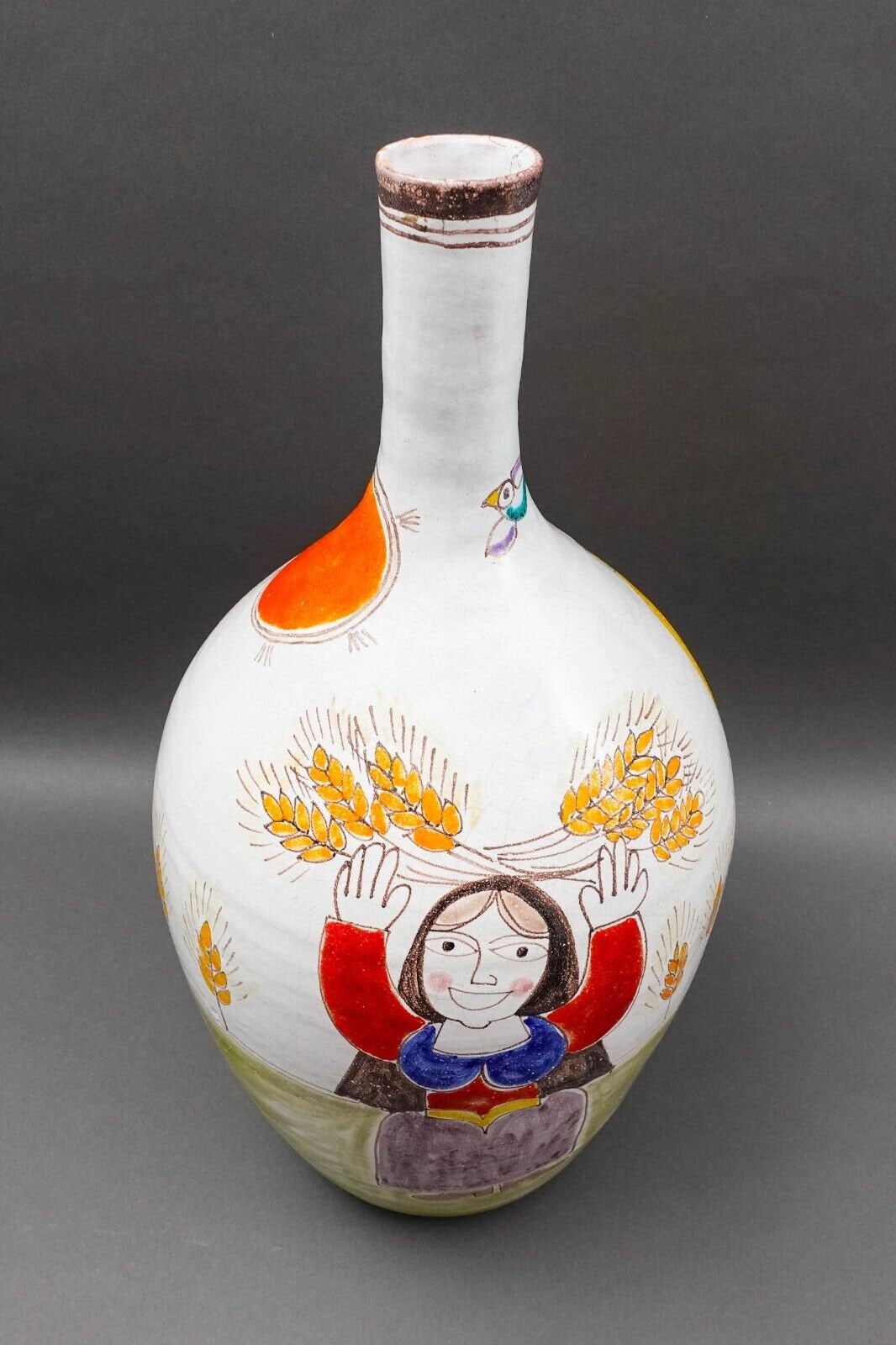 Giovanni Desimone Italy Signed Large Vintage Hand Painted Art Pottery Vase 22.5"