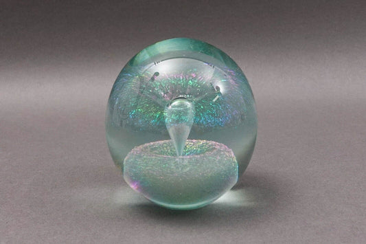 Robert Eickholt 1998 Iridescent Rainbow Dichroic Fountain Art Glass Paperweight