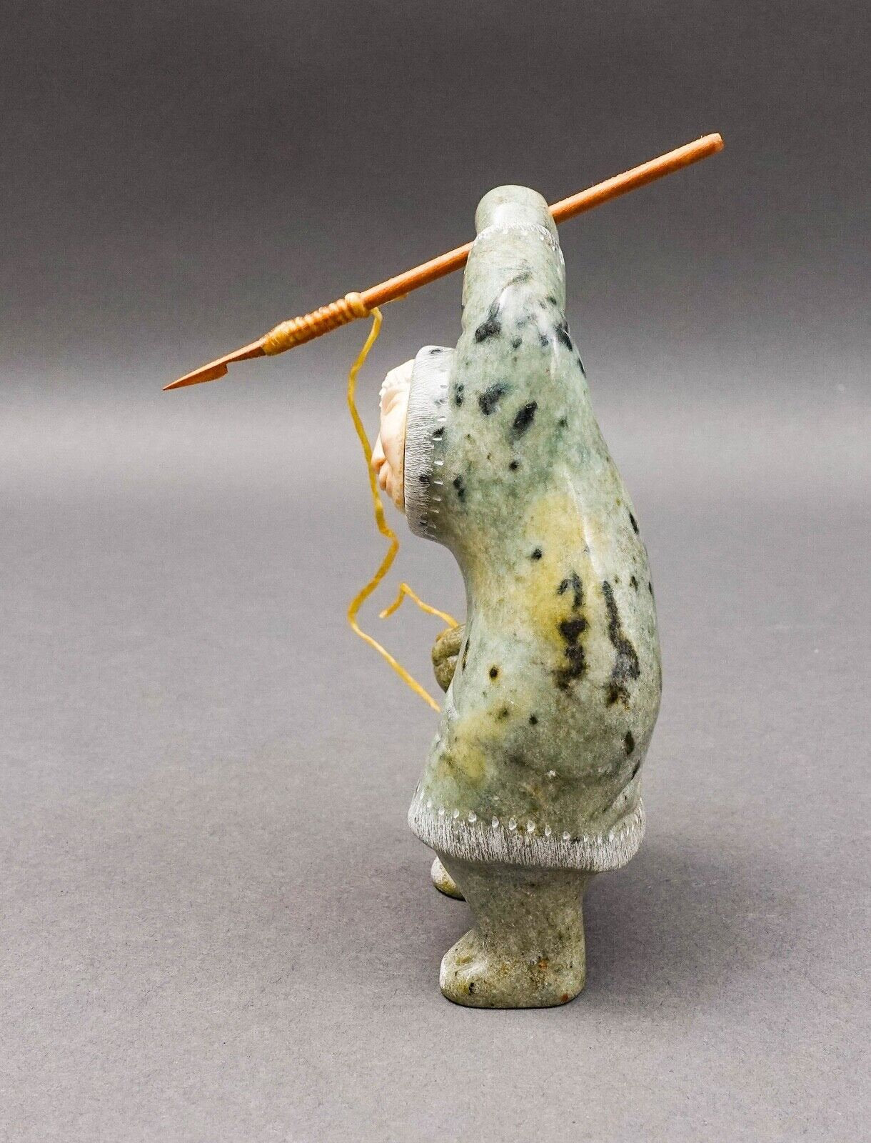 EddIe Lee Alaskan Soapstone Inuit Eskimo Spear Fisherman Art Figurine Sculpture