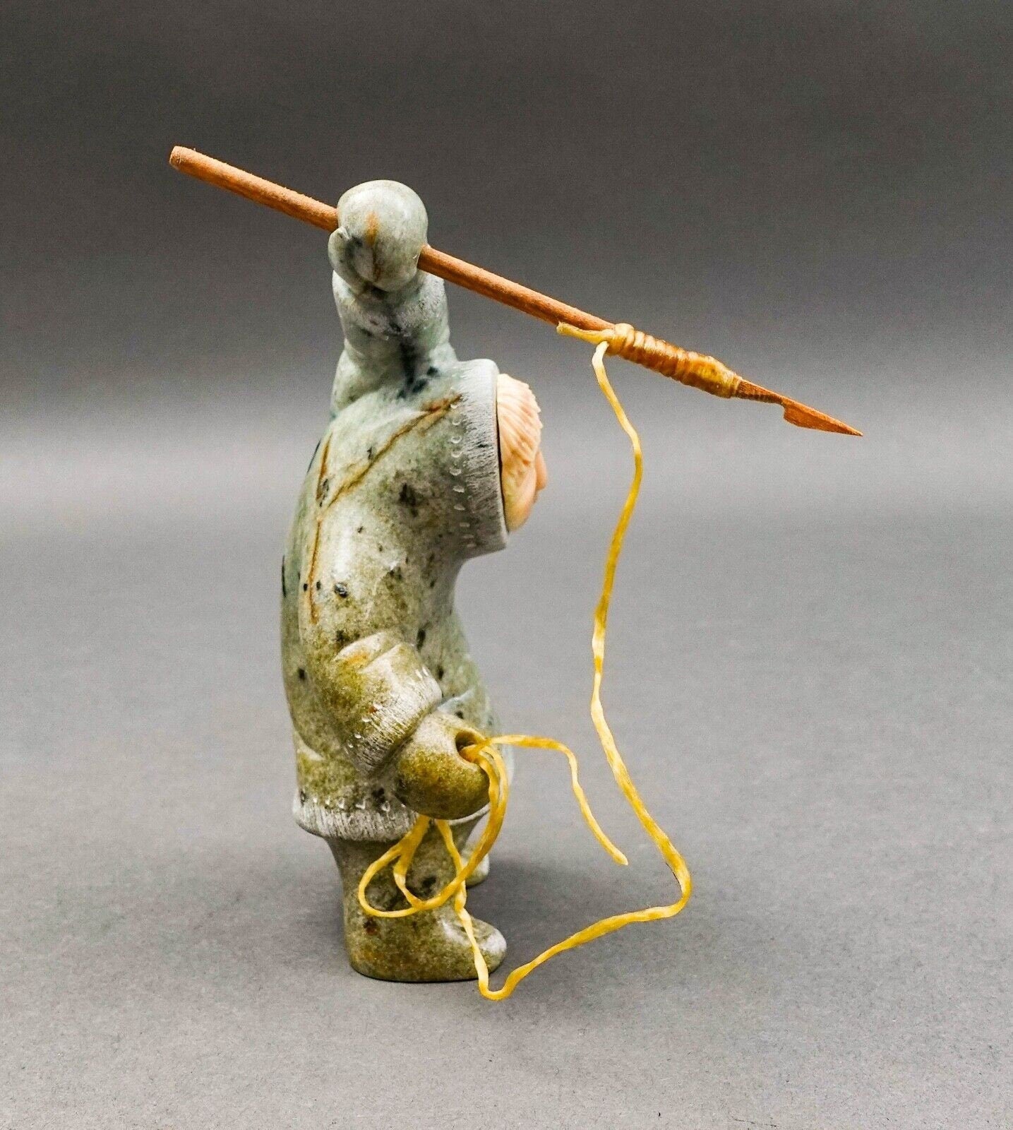 EddIe Lee Alaskan Soapstone Inuit Eskimo Spear Fisherman Art Figurine Sculpture