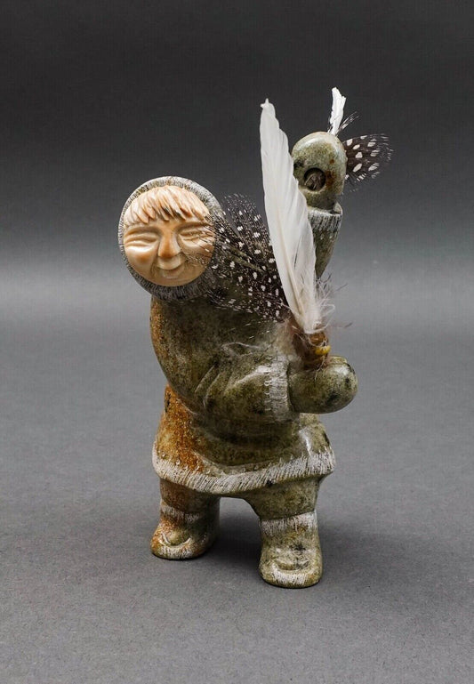 EddIe Lee Alaskan Hand Carved Soapstone Inuit Eskimo Art Figurine Sculpture