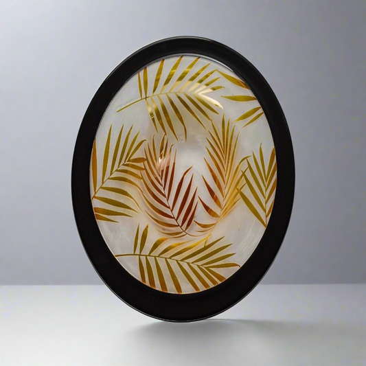 Steven Correia Monumental Etched Palm Leaves Art Glass Bowl 2006 Limited Edition